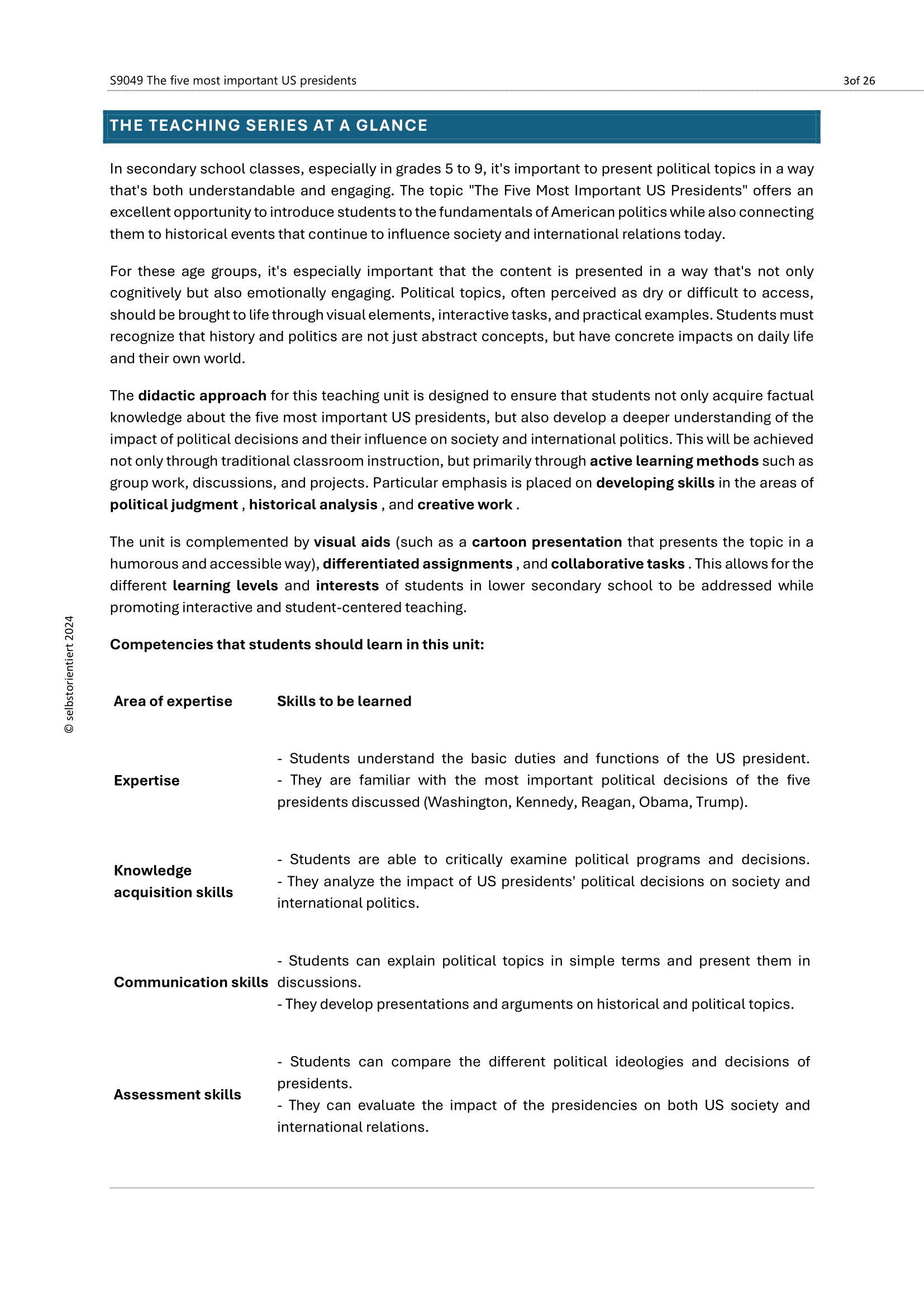 Famous U.S. Presidents – Learning Resource for Grades 7–10