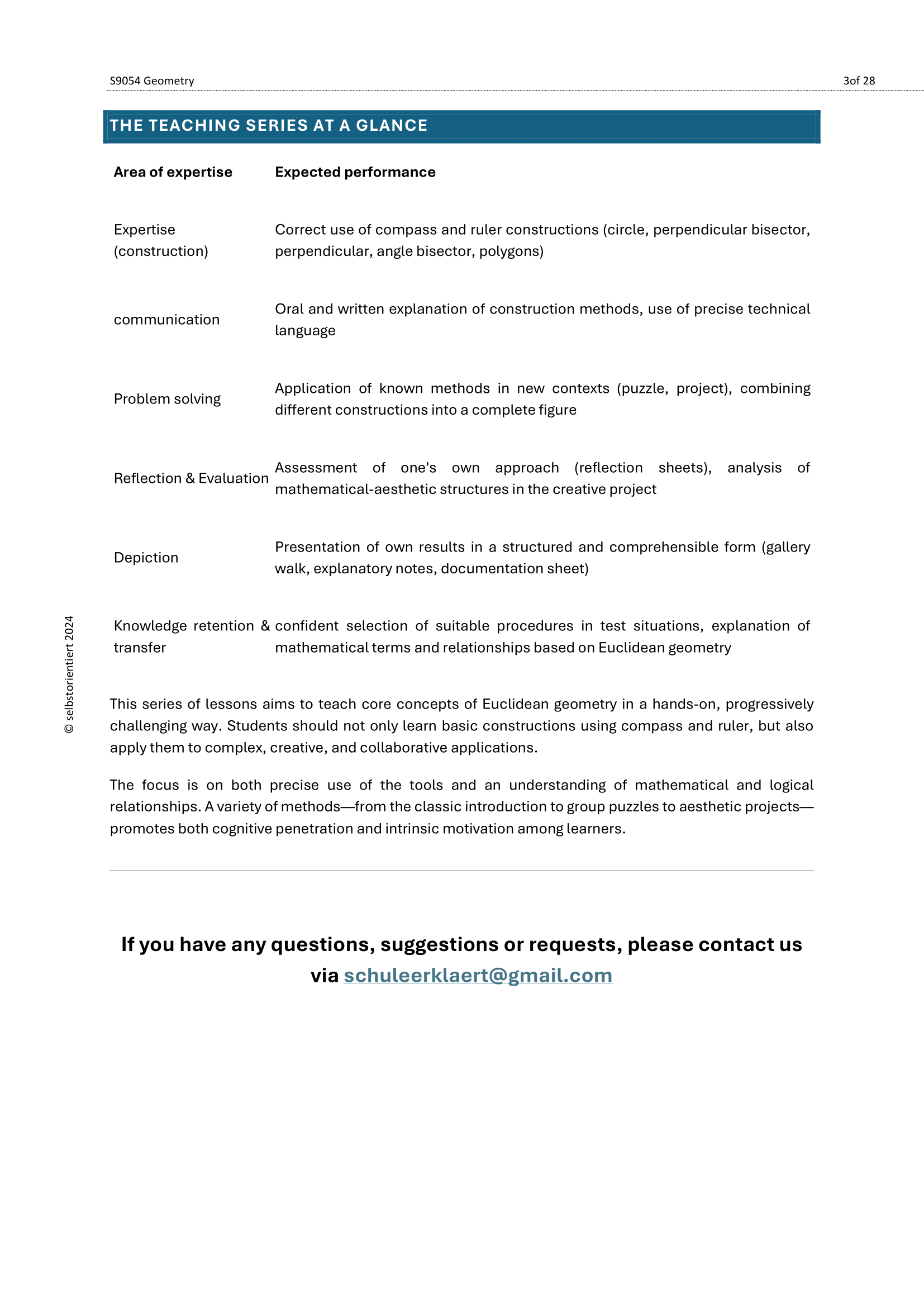 Geometry with Compass & Ruler – Constructions for Grades 7, 8 & 9