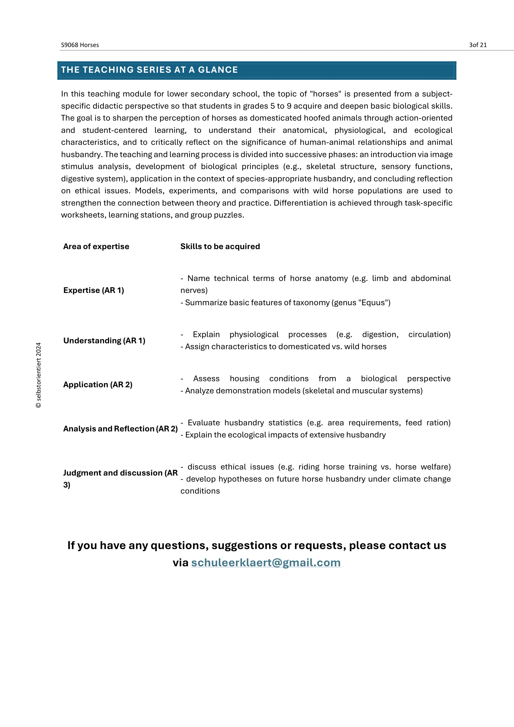 Understanding Horses – Cross-Curricular Teaching Material (Grades 5–9)