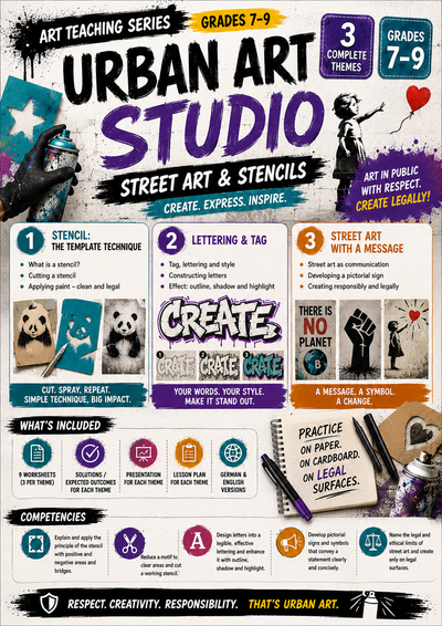 Street Art Activities | Stencils, Lettering & Visual Messages | Middle School Art Unit | Grades 7–9