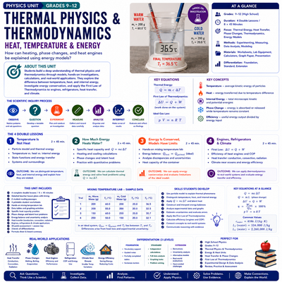 Thermal Physics & Thermodynamics | Heat, Temperature, Specific Heat & Efficiency | Physics Unit | Grades 9–12