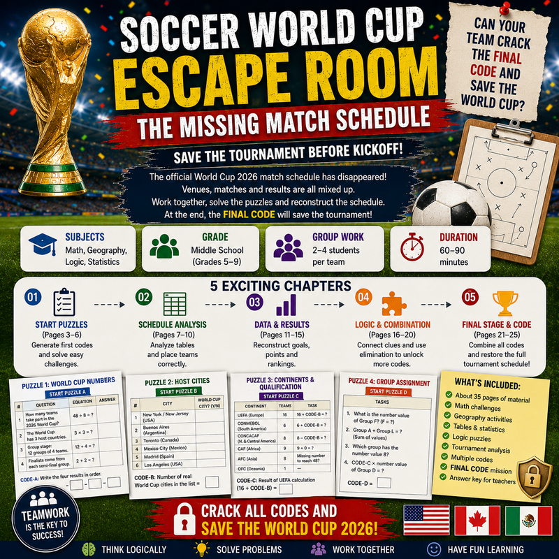football world cup, world cup activities, middle school math